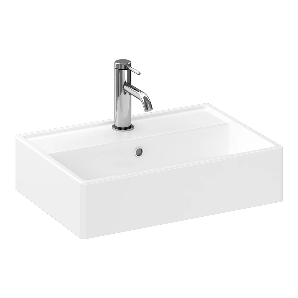 Britton Turin Wall Mount Basin 500mm With Overflow Gloss White