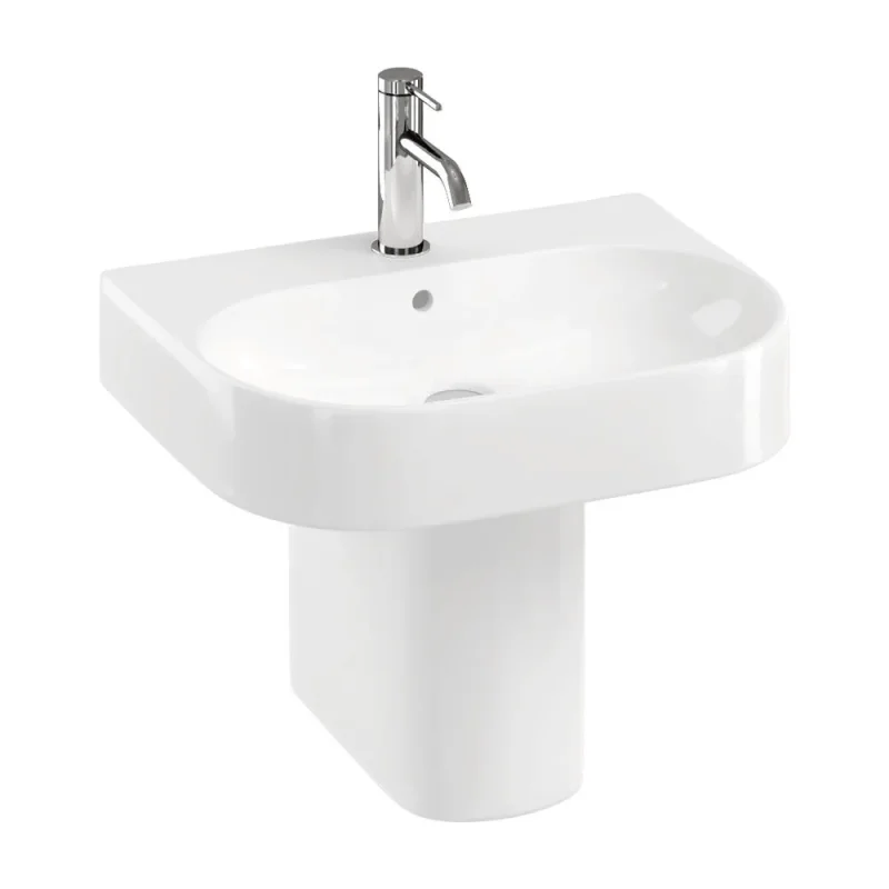 Britton Round Front Semi Pedestal Gloss White product image - Image 2