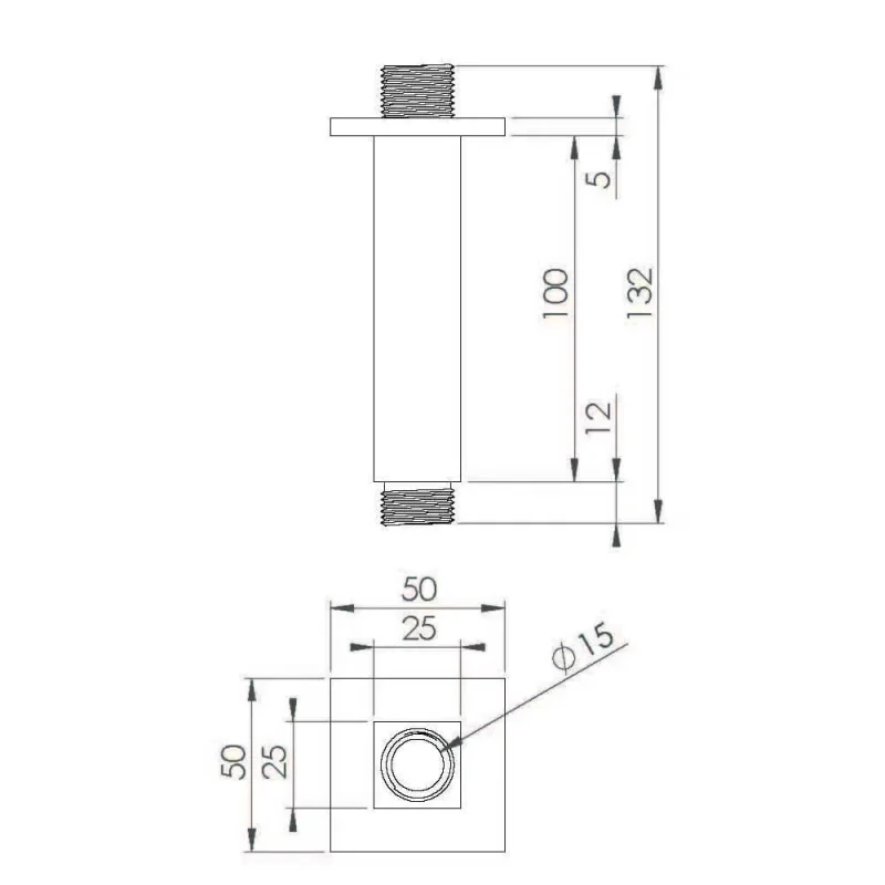 Saneux Tooga 200mm Square Ceiling Mounted Shower Arm - Chrome product image - Image 3