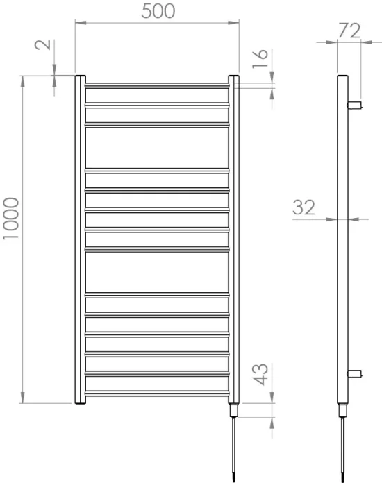 Saneux Ember 1000x500mm Pre-filled Towel Rail - Brushed Brass product image - Image 5