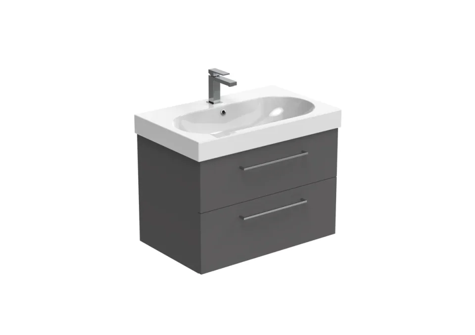 Saneux Austen 72cm 2 Drawer Wall Mounted Unit - Matte Iron Grey product image - Image 3