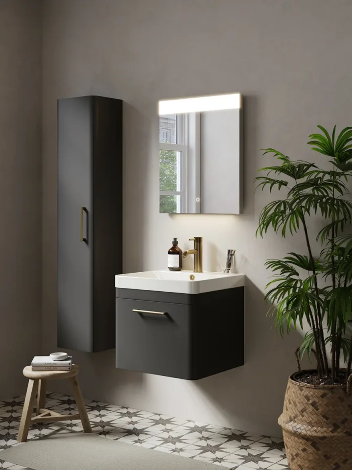 Saneux Hyde 50cm 1 Drawer Wall Mounted Unit - Matte Anthracite product image - Image 3
