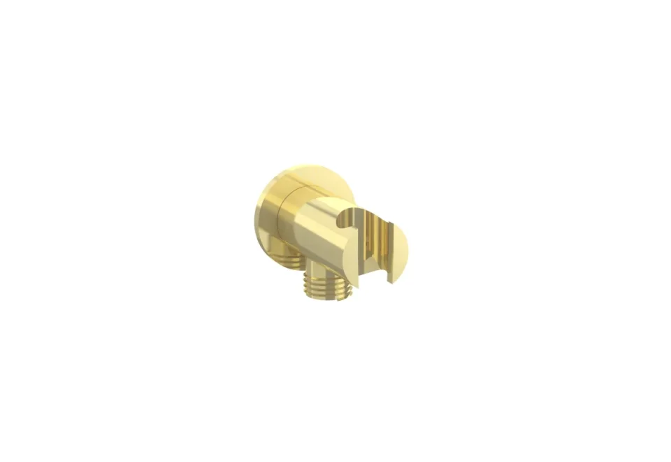 Saneux Cos Round Shower Outlet Elbow & Holder - Brushed Brass product image - Image 2