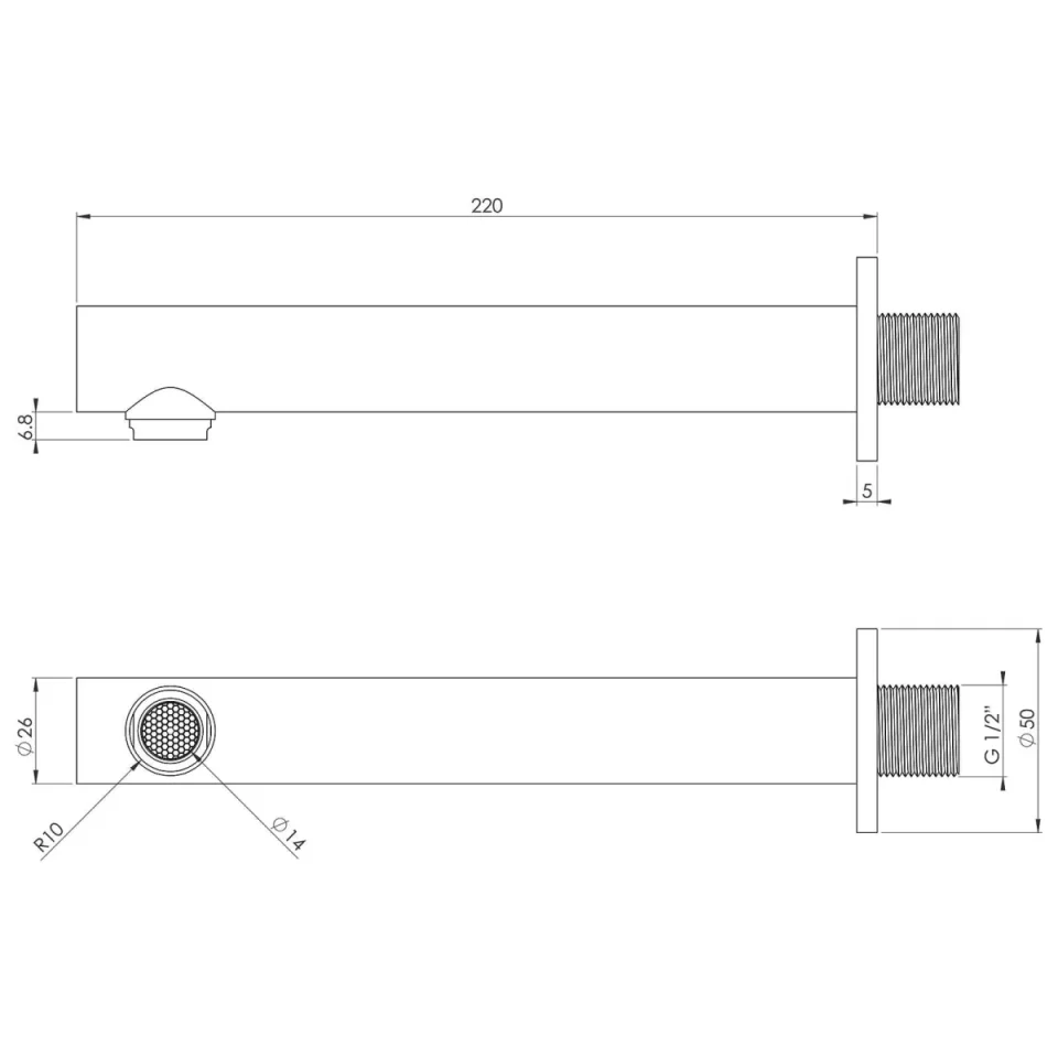 Saneux Cos 220mm Round Bath Spout - Brushed Nickel detail view - Image 2