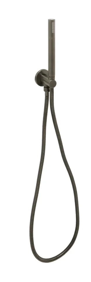 Just Taps Vos Round Water Outlet With Holder Metal Hose And Slim Hand Shower Brushed Black product image - Image 7
