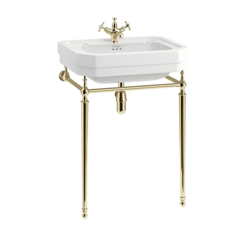 Burlington 61cm Basin Wash Stand Gold detail view - Image 2
