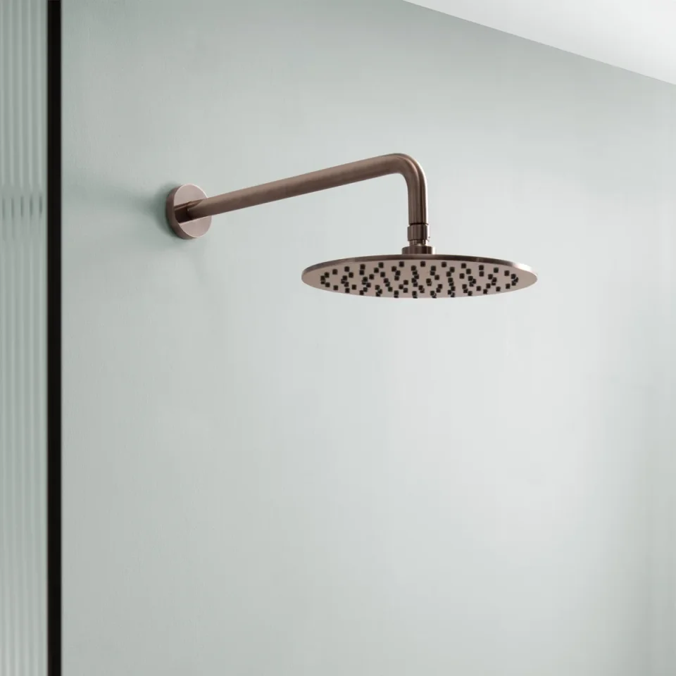 Just Taps Vos Round Shower Head 250mm Brushed Bronze detail view - Image 3