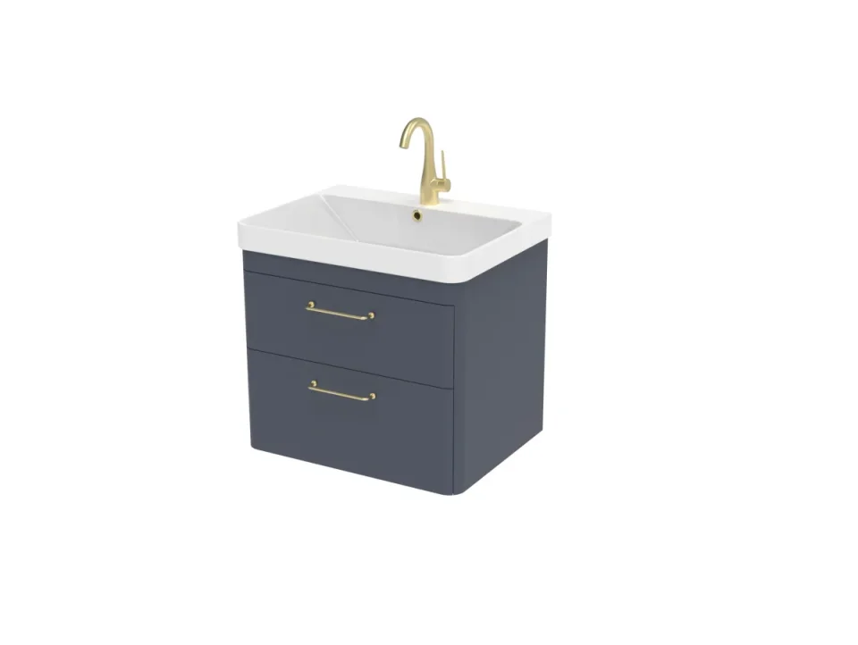 Saneux Hyde 60cm 2 Drawer Wall Mounted Unit - Matte Anthracite detail view - Image 4