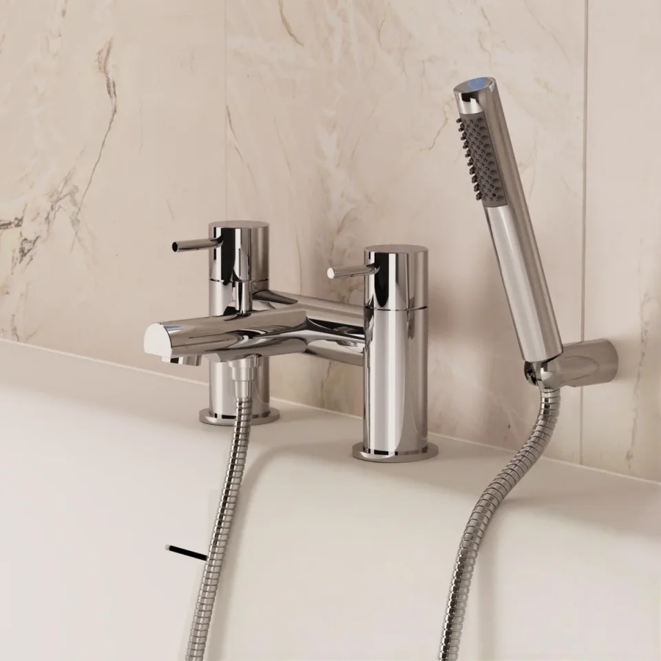 Crosswater Fusion Bath Shower Mixer Dual Lever with Kit Chrome detail view - Image 4