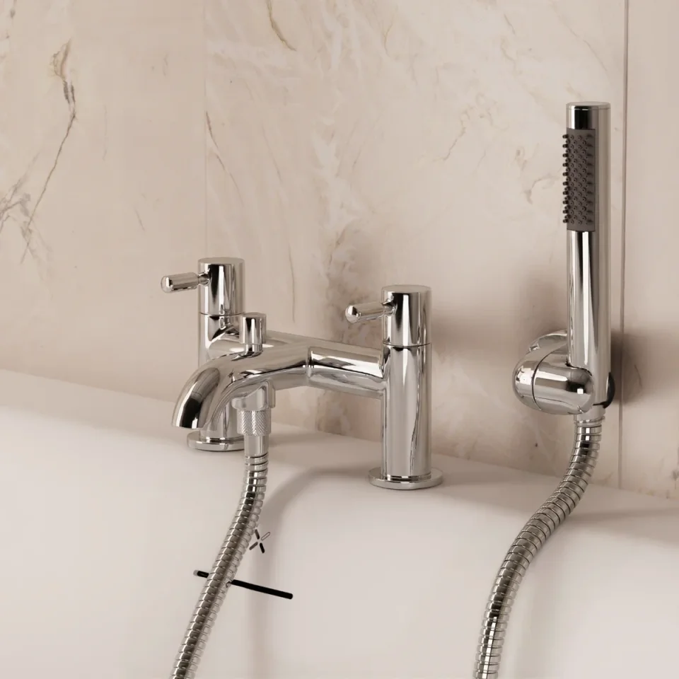 Crosswater Fusion Bath Shower Mixer Dual Lever with Kit Chrome detail view - Image 5