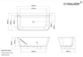 Crosswater Artist Petite Bath White detail view - Image 2