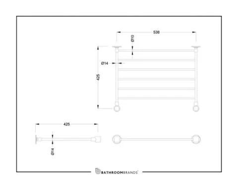 Burlington Optional Towel Rack For Basin Stand T23a Chrome detail view - Image 3