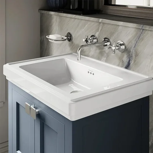 Burlington Riviera Wall Basin Set 3th Chrome detail view - Image 5