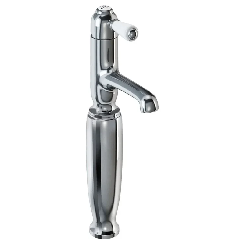 Burlington Chelsea Tall Straight Basin 1 Tap Hole Chrome detail view - Image 3