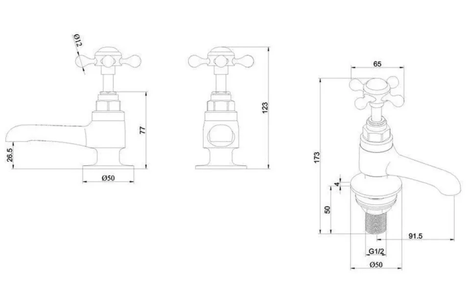 Burlington Stafford Quarter Turn Long Nose Basin Tap Chrome detail view - Image 2