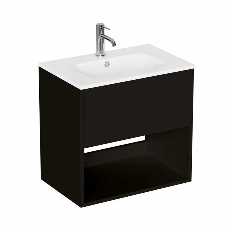 Britton Hackney Basin Unit 600mm Black Matt detail view - Image 2