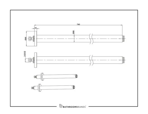 Burlington Bath Floor Standing Bath Legs Chrome detail view - Image 4