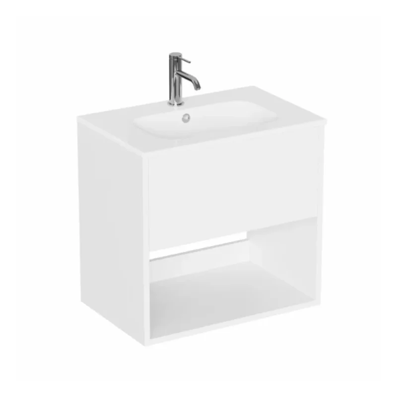 Britton Hackney Basin Unit 600mm Gloss White detail view - Image 2