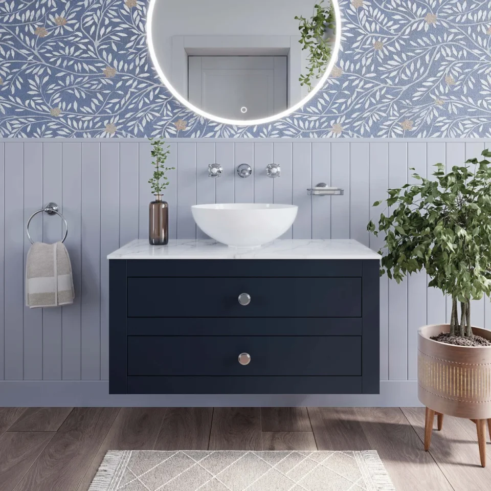 Crosswater Canvass Basin Unit 900 Deep Indigo Blue detail view - Image 3