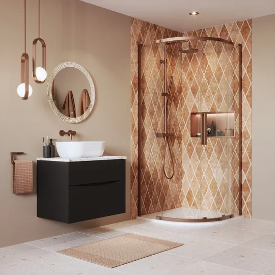 Crosswater Asura 8mm Quadrant Door 900 x 900 Brushed Bronze detail view - Image 2