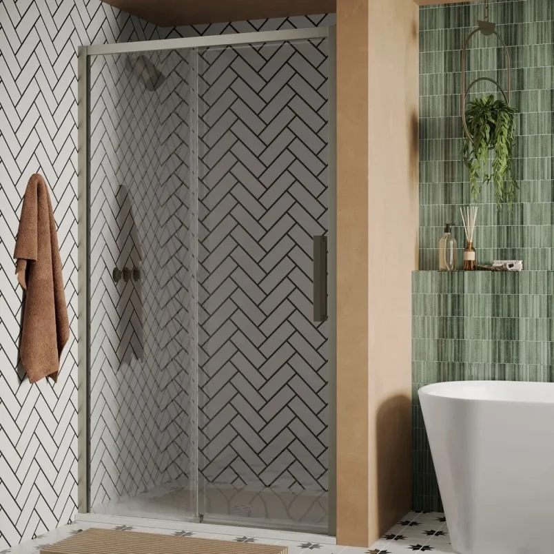 Crosswater Asura 8mm Sliding Door 1500 Brushed Nickel detail view - Image 3