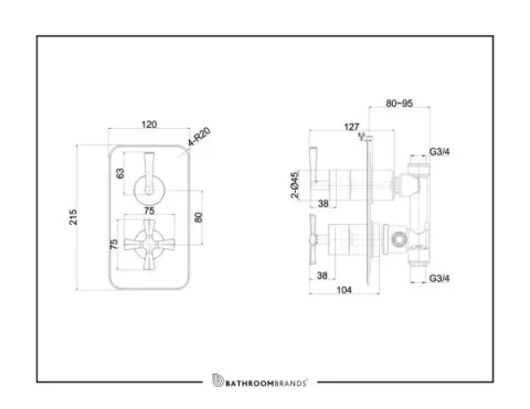 Burlington Riviera Shower Valve Chrome W/o Diverter detail view - Image 2