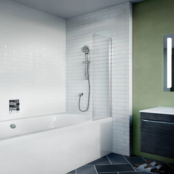 Crosswater Kai 6 Single Mini Bath Screen 350 Silver
