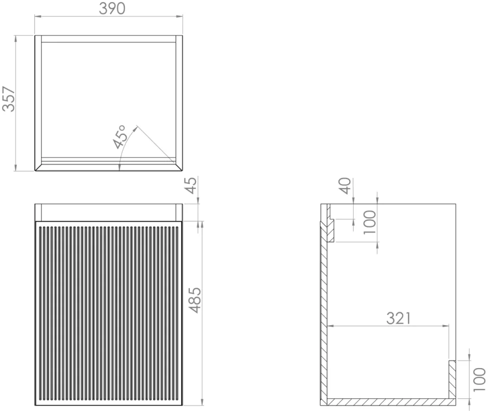 Saneux Monument 40cm 1 Door Wall Mounted Unit - Matte Black detail view - Image 2