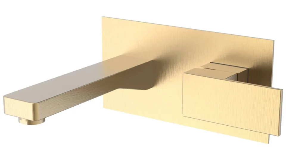Saneux Tooga Wall Mounted Basin Mixer - Brushed Brass product image - Image 3