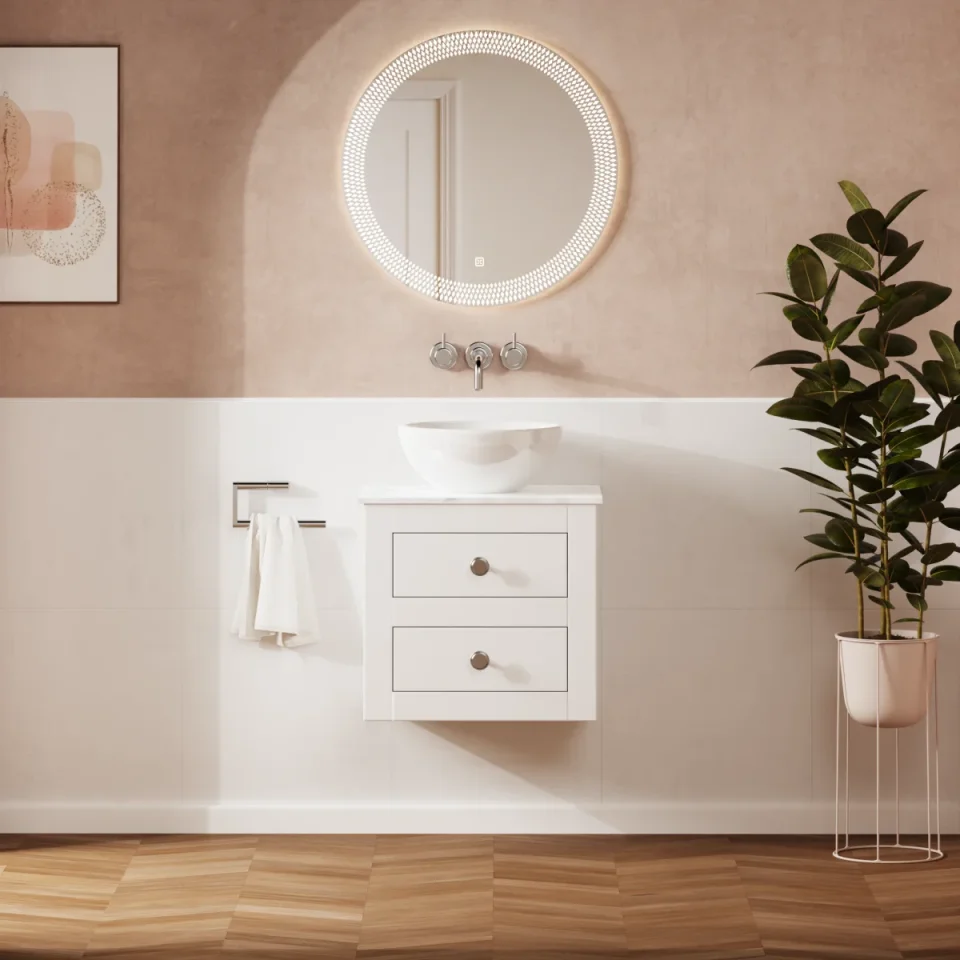 Crosswater Canvass Basin Unit 485 White Gloss detail view - Image 6