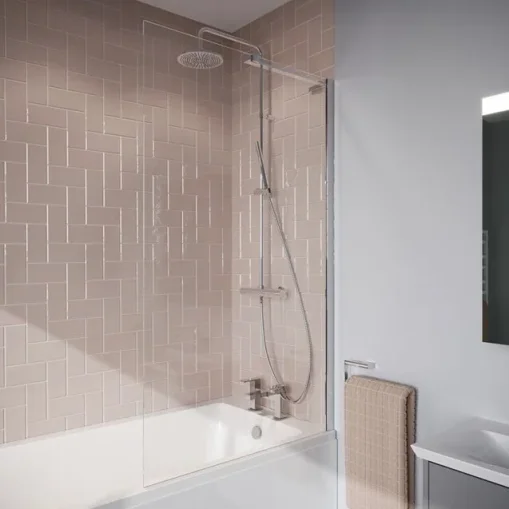 Crosswater Clear 6 Fixed Bath Screen 900 Chrome detail view - Image 2