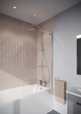 Crosswater Clear 6 Fixed Bath Screen 900 Chrome detail view - Image 4