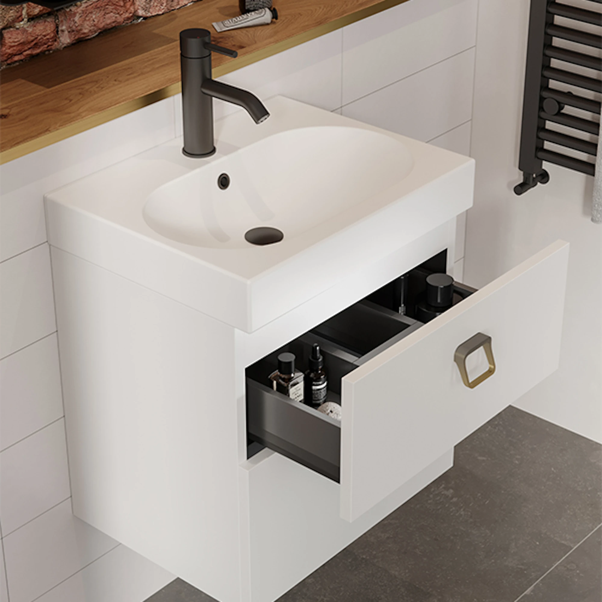 Saneux Handles Tallinn 65mm Handle - Brushed Brass - 32mm Centres