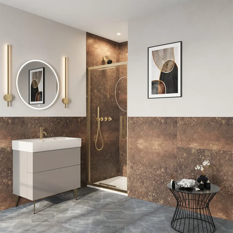 Crosswater Asura 8mm Infold Door 800 Brushed Brass product image - Image 4