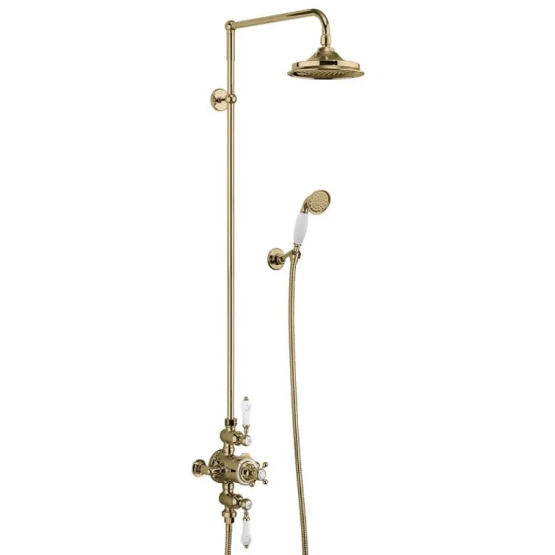 Burlington Avon 2 Outlet Shower Gold With 9" Head detail view - Image 2