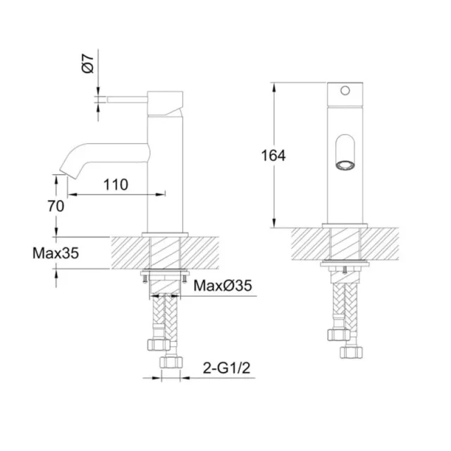 Just Taps Inox Single Lever Basin Mixer detail view - Image 3