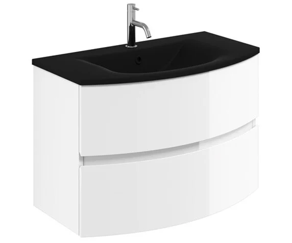 Crosswater Svelte 800mm Inset Glass Basin with 1 Tap Hole Midnight Black