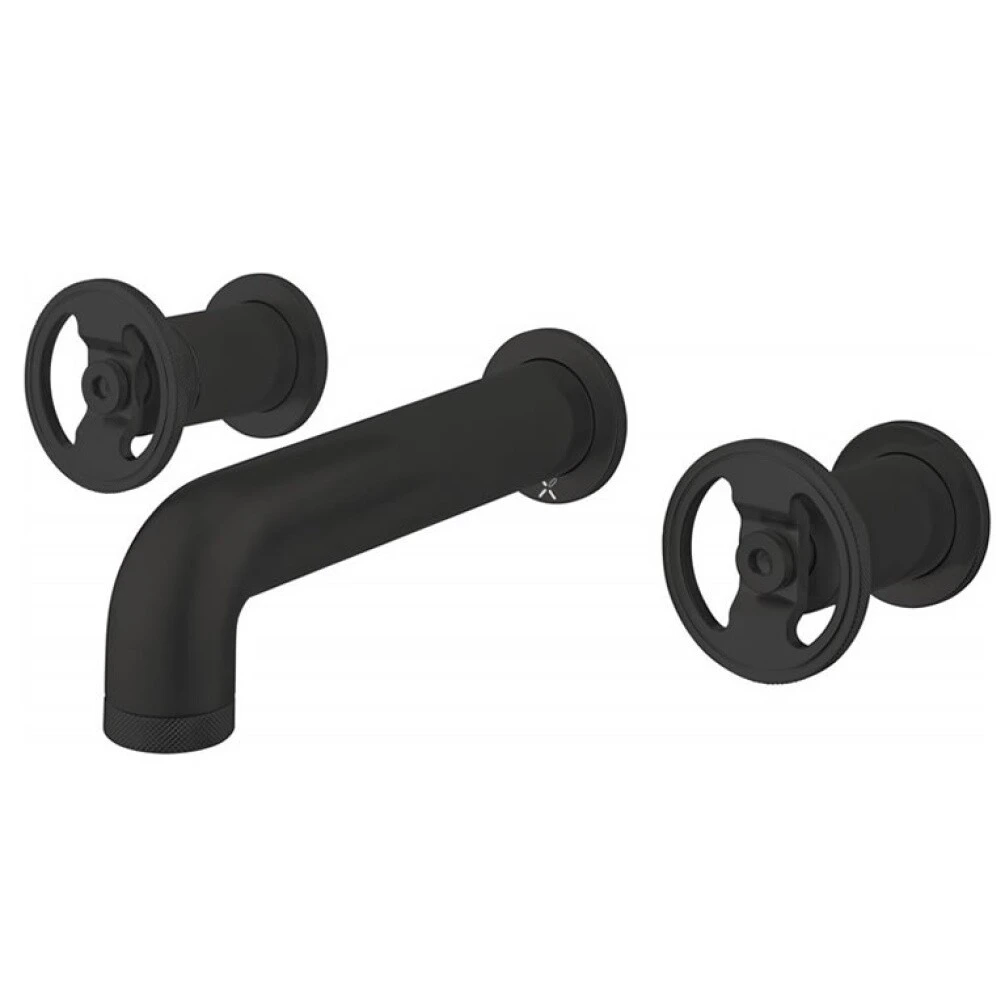 Crosswater Union Basin 3 Hole Wall Mounted Basin Set Matt Black