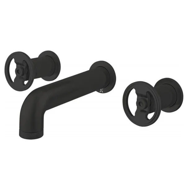 Crosswater Union Basin 3 Hole Wall Mounted Basin Set Matt Black
