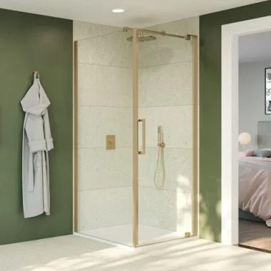Crosswater Optix Side Panel for Pivot Door 800 Brushed Brass detail view - Image 2