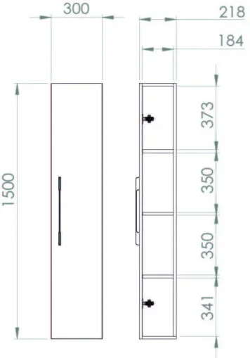 Saneux Austen 30x150cm Side Unit - Matte Iron Grey product image - Image 3