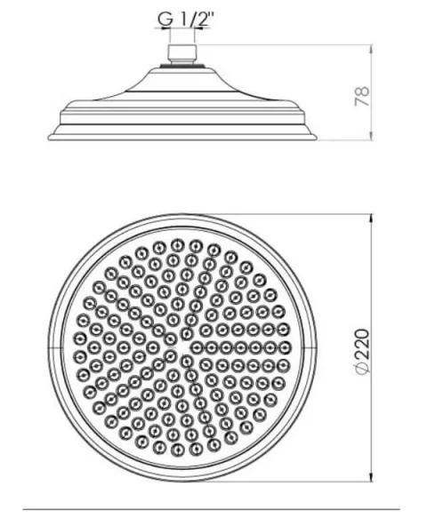 Saneux Cromwell 220mm Shower Head - Chrome detail view - Image 3