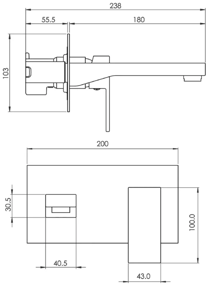 Saneux Tooga Wall Mounted Basin Mixer - Brushed Nickel detail view - Image 2