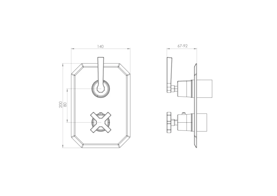 Saneux Cromwell 1 Way Thermostatic Shower Valve Kit With Lever Handles - Chrome product image - Image 3