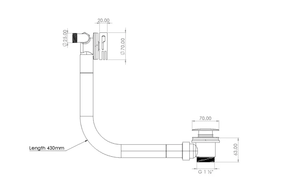 Saneux Cos Bath Filler Overflow & Clicker Waste - Brushed Brass detail view - Image 2