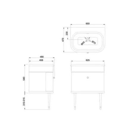 Burlington Chalfont Single Drawer Unit 650mm Grey detail view - Image 3