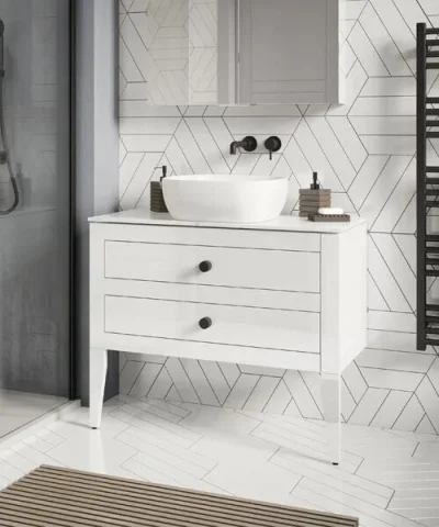 Crosswater Canvass Basin Unit 900 White Gloss detail view - Image 3