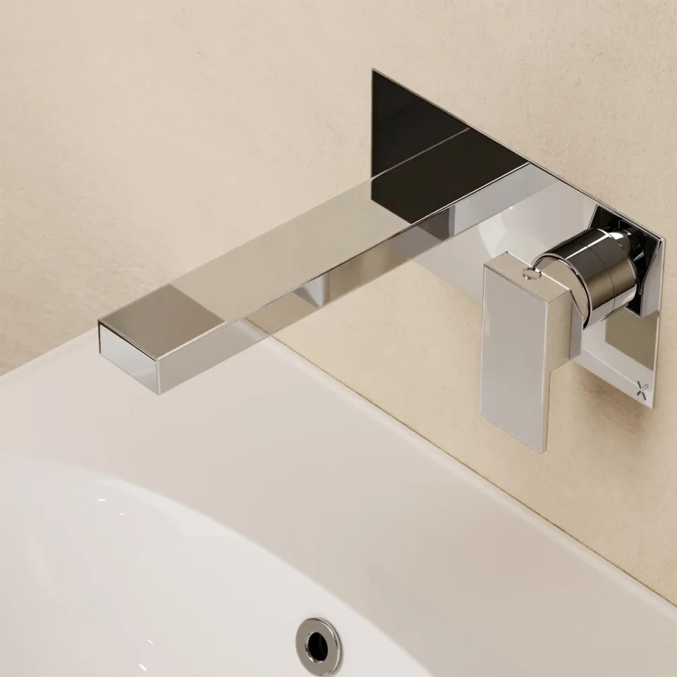 Crosswater Verge Wall Mounted 2 Hole Set Chrome detail view - Image 6