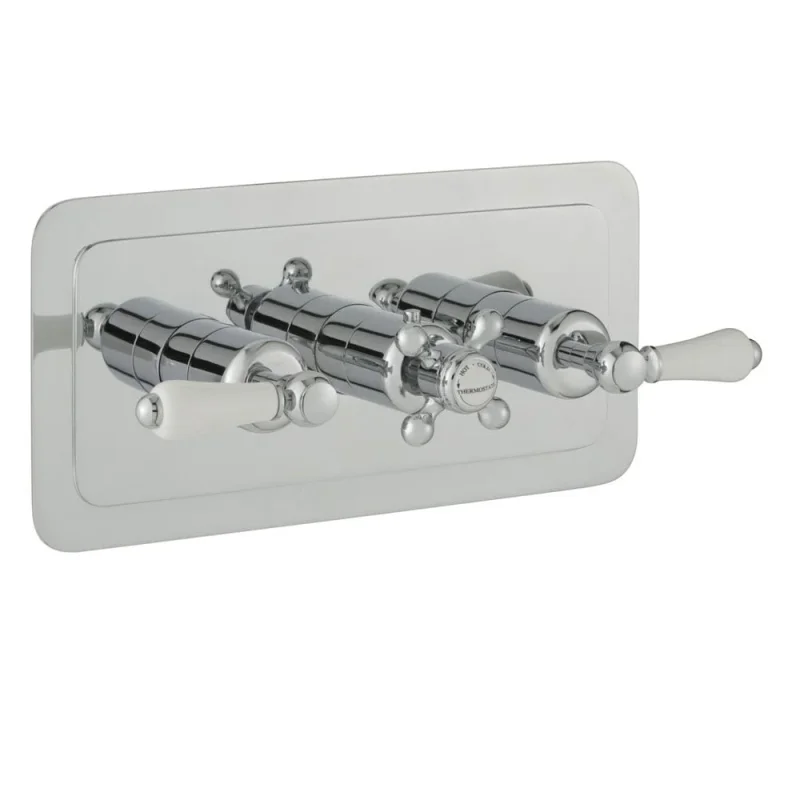 Just Taps Grosvenor Lever Thermostatic 3 Outlet Valve Horizontal Chrome detail view - Image 3