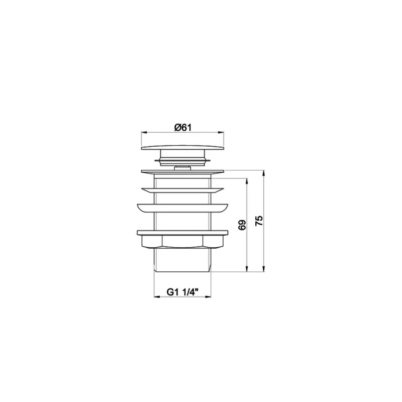 Burlington Unslotted Click Clack Basin Waste Chrome detail view - Image 2